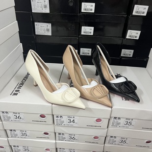 高级感~专g撤柜捡漏时尚精美职场高跟鞋V简约尖头细高跟漆皮凉鞋