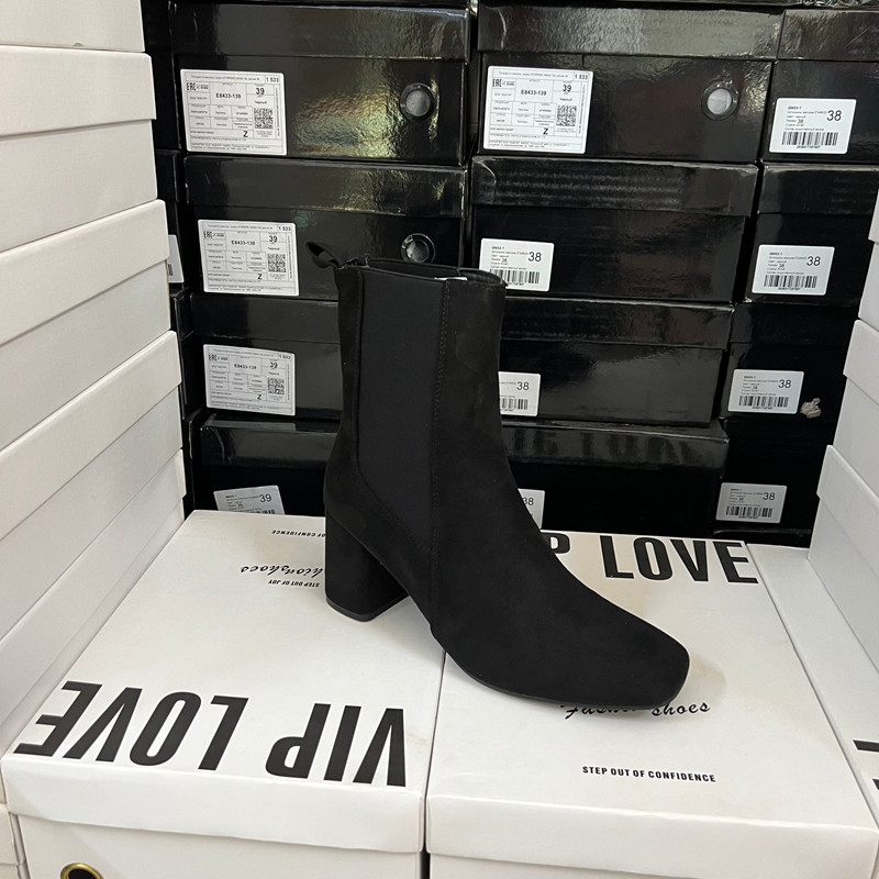 外贸原单出口时尚女鞋黑色方头粗跟女冬季套脚瘦瘦时装靴,女鞋,时装靴,淘宝优惠券,粉丝福利购,淘宝优惠卷