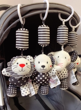Tololo黑白卡通动物风铃新生儿宝宝床铃吊挂婴儿推车挂件车载玩具