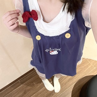 甜心KT猫睡衣女夏季 圆领小飞袖 韩系甜美小红书抖音网红家居服套装