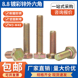 8.8级外六角螺栓 GB5782 GB5783 M10 彩锌