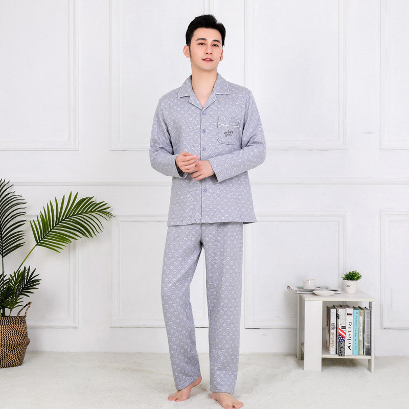 睡衣女秋冬空气棉夹层长袖套装夹棉睡衣男薄款情侣家居服秋冬纯棉