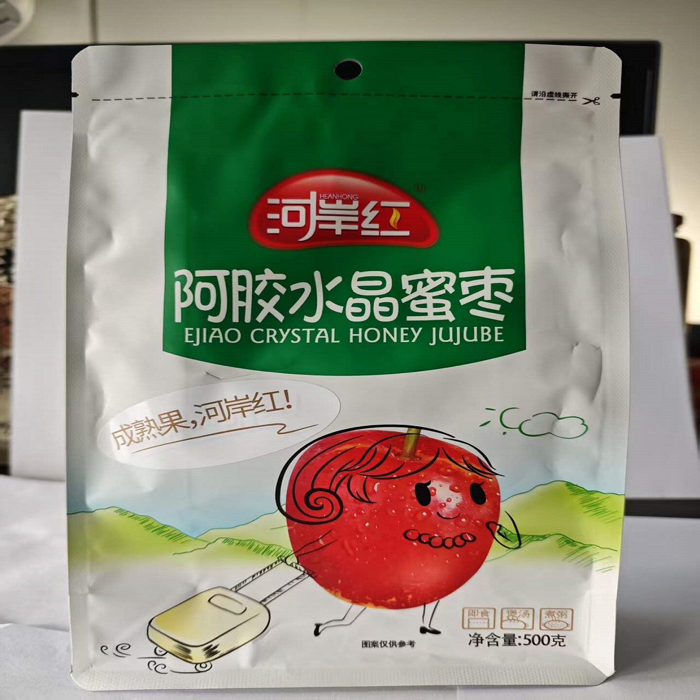 河岸红阿胶水晶蜜枣500g 山东阿娇红枣独立包装 蜜饯零食