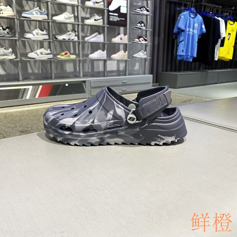 正品斯凯奇Skechers夏季男款舒适透气日常休闲洞洞拖鞋凉鞋243312