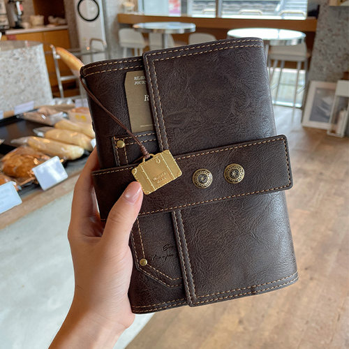 复古皮面高颜值旅行手账本A5活页笔记本可拆卸A6活页本简约日记本