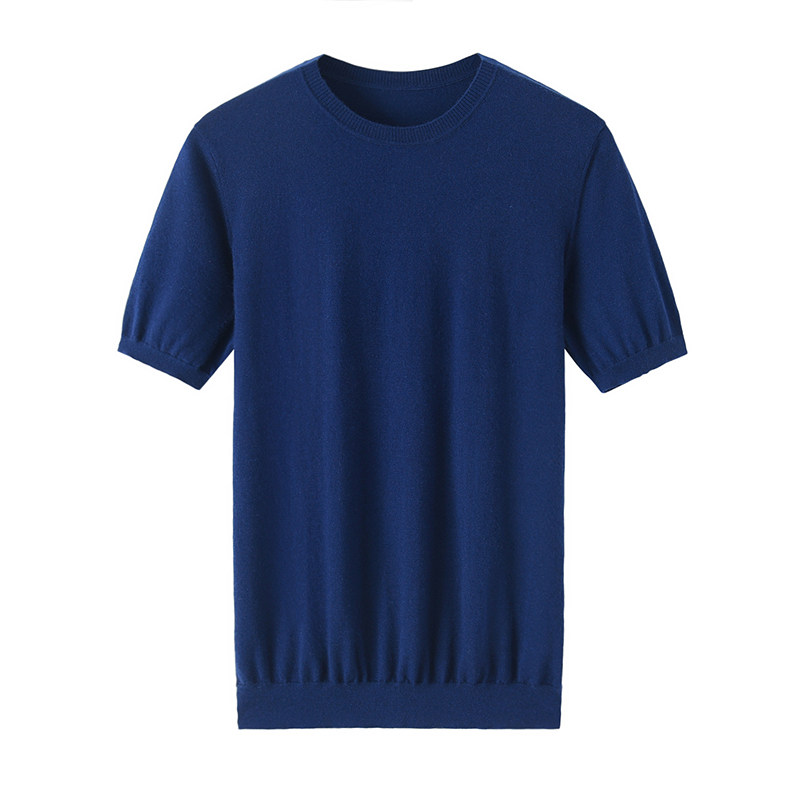 내몽고 캐시미어 반소매 남성용 신작 심플 소모사 얇은 니트 바닥 셔츠 라운드 넥 풀오버 반팔 스웨터