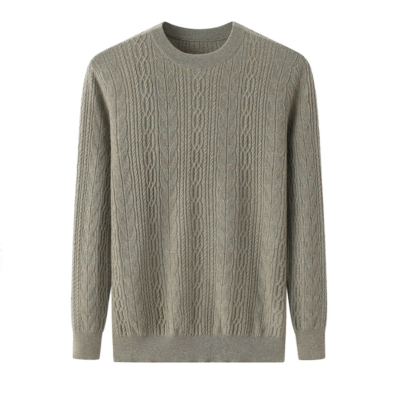 DONGPU 남자 캐시미어 스웨터 가을 겨울 새로운 순수 캐시미어 라운드 넥 패턴 슬림 니트 스웨터 바닥 풀오버 스웨터