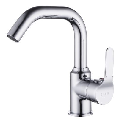 齐勒全铜长嘴转动台上冷热水龙头