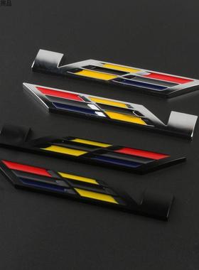 适用凯迪拉克CT4/5/6 ATSL XTS XT4/5/6车标改装性能金属车贴v标