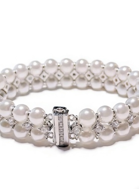 CHERIENIU贝珠s925纯银手链女气质双层通勤轻奢手串高级礼物