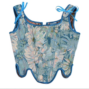 法式牡丹花复古叠穿背心束腰骨衣外穿宫廷风胸衣鱼骨上衣