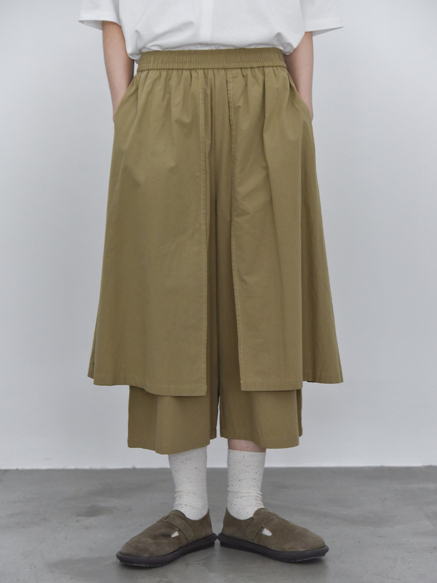 2026春款个性双层不规则叠穿裙裤女小众显瘦阔腿裤工装休闲九分裤