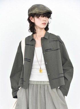 2026春款个性涂鸦宽松衬衫女慵懒风百搭长袖衬衣文艺复古叠穿外套