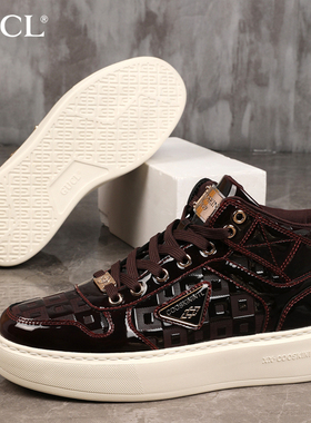 酷奇官方正品男鞋中高帮真皮轻奢欧洲站休闲皮鞋品牌防水运动鞋子