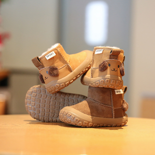 小步点婴儿雪地靴保暖冬季男宝棉鞋加绒加厚软底宝宝鞋子儿童棉靴