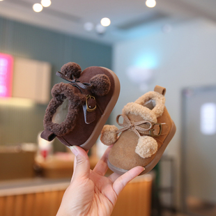 小步点婴儿冬鞋软底女宝宝步前鞋加绒加厚男宝鞋子小月龄幼儿棉鞋