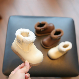 小步点女宝冬鞋加绒棉鞋一岁女宝宝鞋子婴幼儿软底学步鞋女童靴子