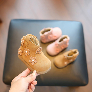 小步点女宝宝靴子秋冬季软底婴儿鞋子一岁女宝学步鞋女童公主短靴
