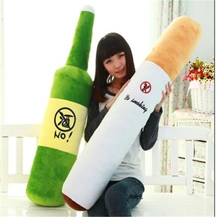 爱情公寓同款戒烟抱枕创意啤酒瓶禁烟毛绒玩具睡觉枕头送男女礼物
