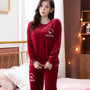 珊瑚绒睡衣秋冬款女2025新款加绒加厚小个子家居服女款秋冬季套装