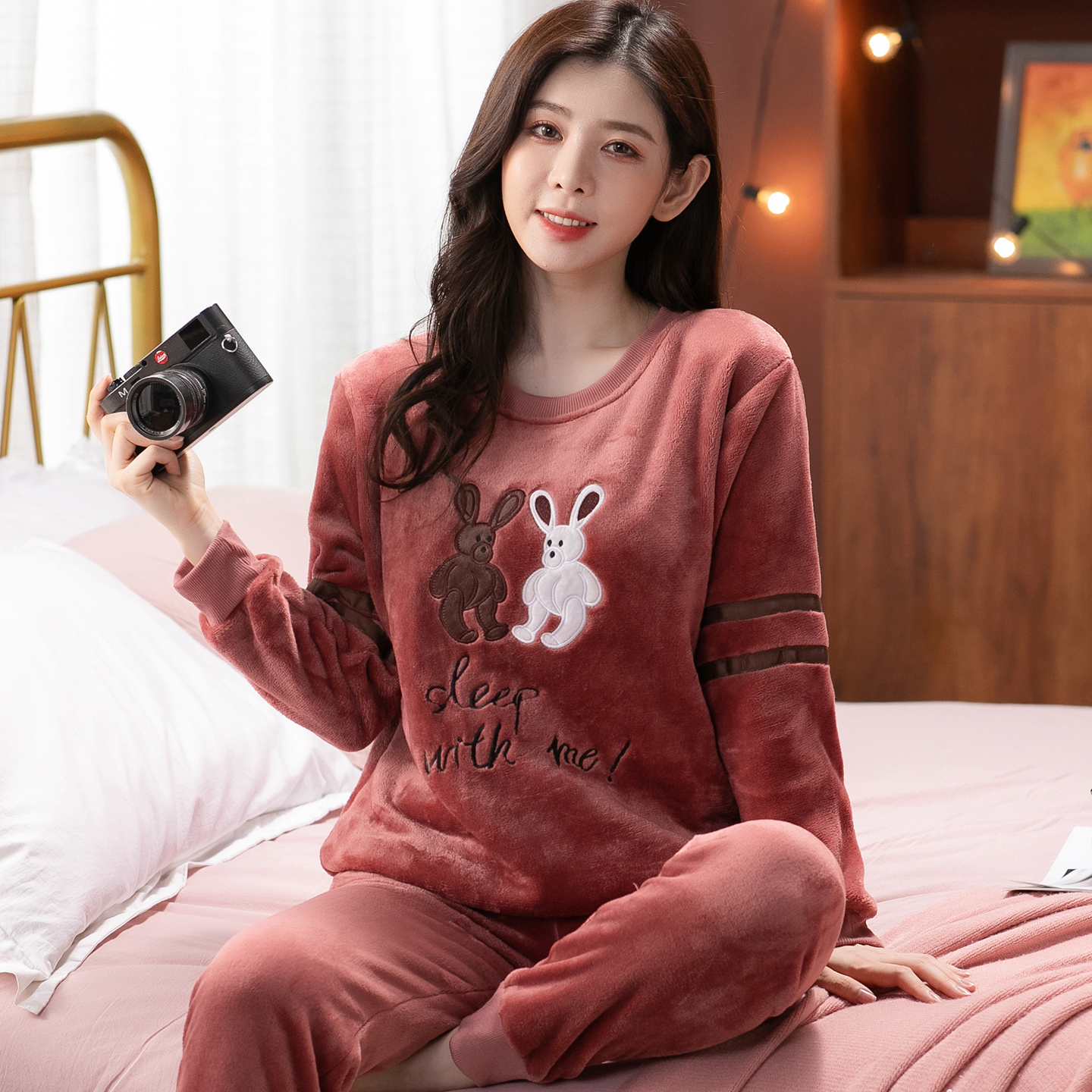睡衣女款高级感长袖可外穿秋冬