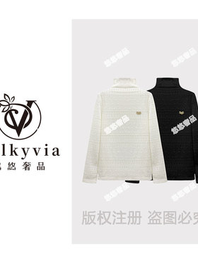 【Valkyvia/悠悠奢品】68681#CSIN植绒蕾丝T恤2025秋冬百搭上衣