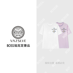 轻奢七彩烫钻拼接T恤2025个性 66806 原创设计 上衣 VAZSLVE