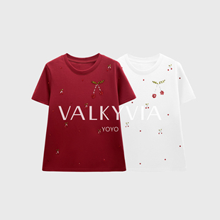 68836 悠悠奢品 CSIN樱桃烫钻短袖 T恤衫 上衣 2026个性 Valkyvia