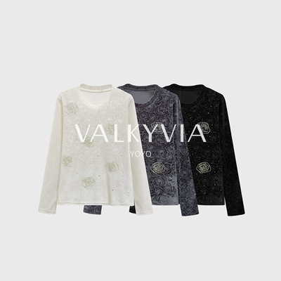 【Valkyvia/悠悠奢品】CSIN重工提花烫钻T恤衫2026早春上衣#68881