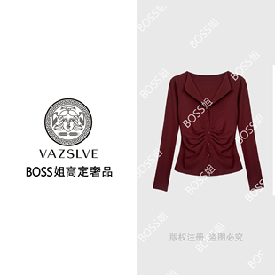 褶皱收腰T恤2025显瘦潮流个性 63666 原创设计 上衣 VAZSLVE