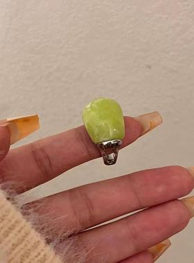 法式复古椭圆青提戒指