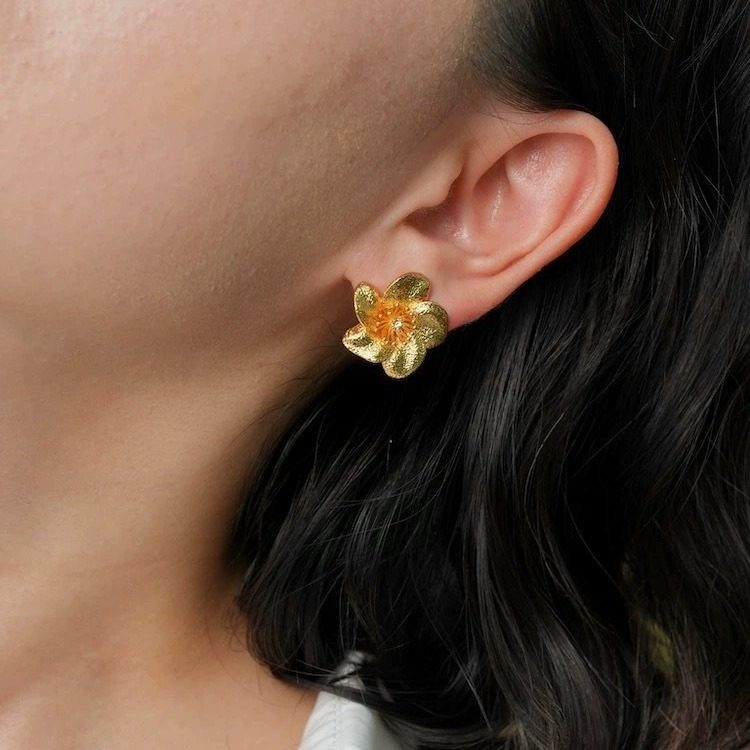 欧美复古法式锤纹紫荆花朵耳钉女中古立体时尚闪耀设计感耳环耳饰,饰品/流行首饰/时尚饰品新,耳环,淘宝优惠券,粉丝福利购,淘宝优惠卷