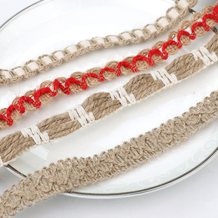 装饰麻绳花边麻编棉麻材料镂空麻线辅料手工红diy宽扁麻白色编织