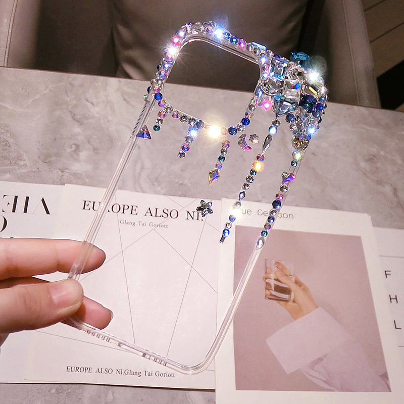 三星S30奢华镶钻手机壳S24FE网红新款note10+全包软边S23ultra高档水晶A56保护套8适用S25防摔s9plus女神时尚