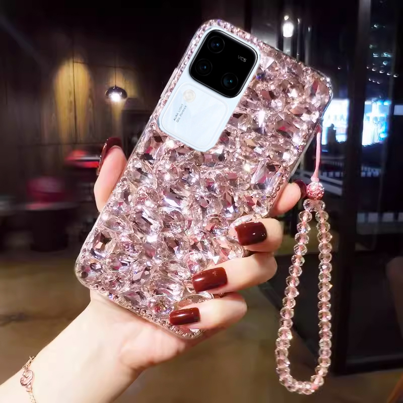 vivoX300手机壳带钻奢华S19网红抖音同款X100Spro高档水晶s17软硅胶S50全包防摔仙女S16e保护套X200手链S18闪