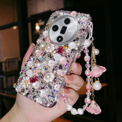 新款oppoReno14手机壳带钻石reno15pro网红水晶9se全包防摔A96满钻10高档女findx7带钻4保护套5抖音a78手链12
