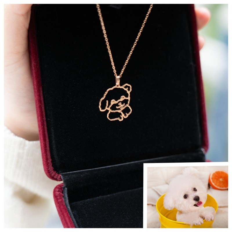 独特礼物个性定制吊坠项链狗狗宠物比熊18K情侣数字照片吊坠项链