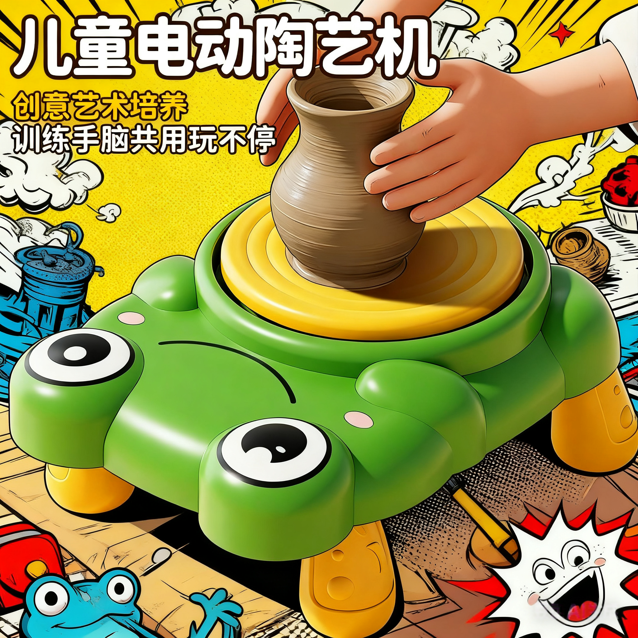 儿童陶艺机工具套装小学生专用玩具陶泥迷你电动手工diy泥塑转盘