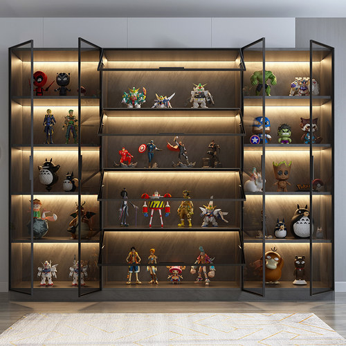 定制实木模型展示柜书柜带玻璃门书架模型模型置物柜背板18mm柜子