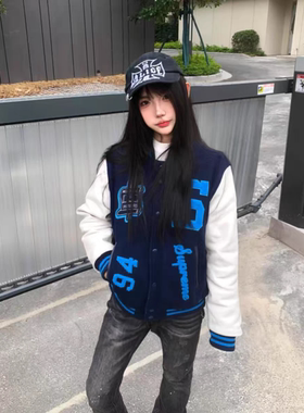 秋冬美式原创sup25周年限定重工vibe刺绣棒球服男女夹克加厚外套