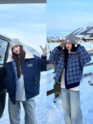 冬季新款双面穿棉服外套男女翻领