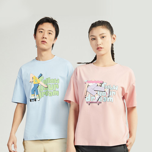 探路者棉T恤 春夏潮流舒适透气休闲圆领情侣短袖TAJJ81779/82778