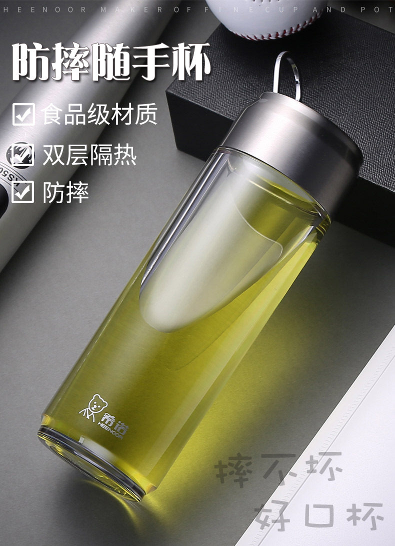 便携带透明耐摔防烫加厚杯子