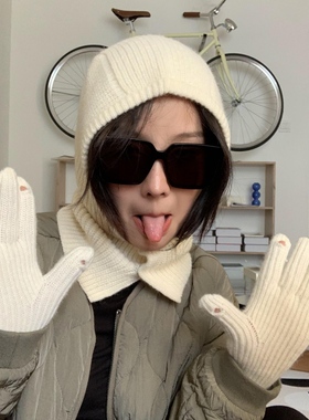 巴拉克拉法帽！韩国洋气秋冬针织帽时尚保暖脖套包头帽毛线帽护脖