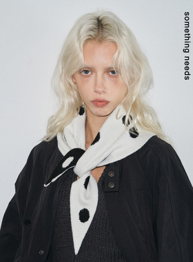 郑佰万 百搭波点三角巾2025秋冬新款ins风时髦领巾针织保暖围脖女