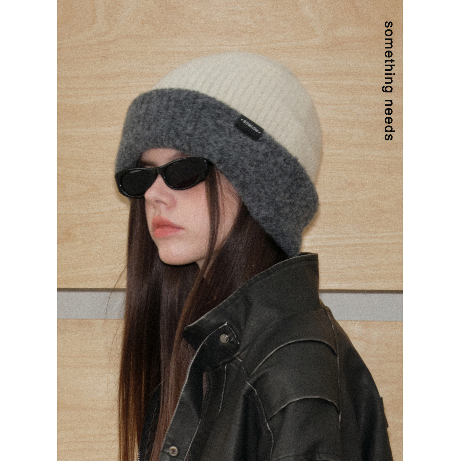 郑佰万25冬季撞色针织帽女含羊毛