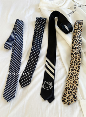 复古y2k星星波点领带小众细长条围脖时髦小领巾服饰搭配男女潮酷