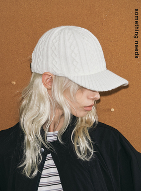 郑佰万 重工制作个性酷感棒球帽软顶针织鸭舌帽秋冬保暖毛线帽女