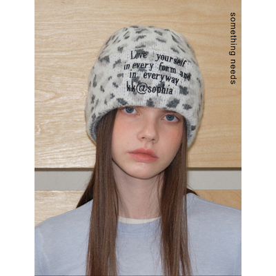 小众设计款大头围保暖豹纹包头帽