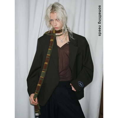 郑佰万时髦条纹细窄小围巾